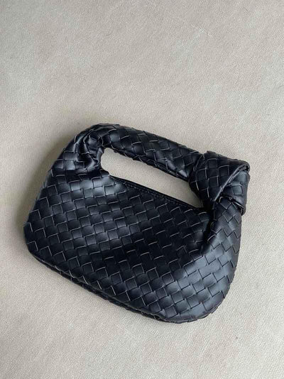 Vegan Leather Handbag Woven Shoulder Bag