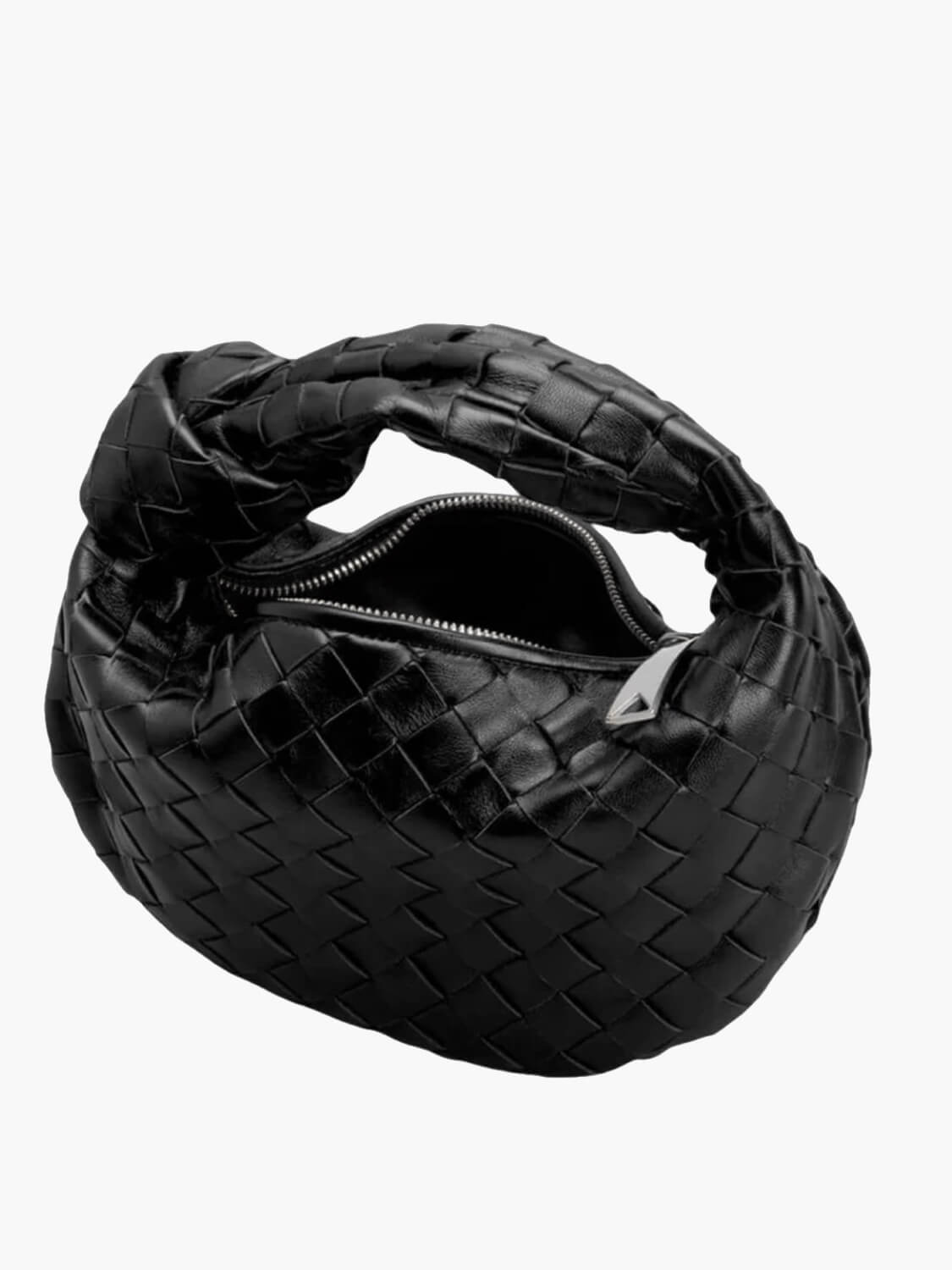 Vegan Leather Handbag Woven Shoulder Bag