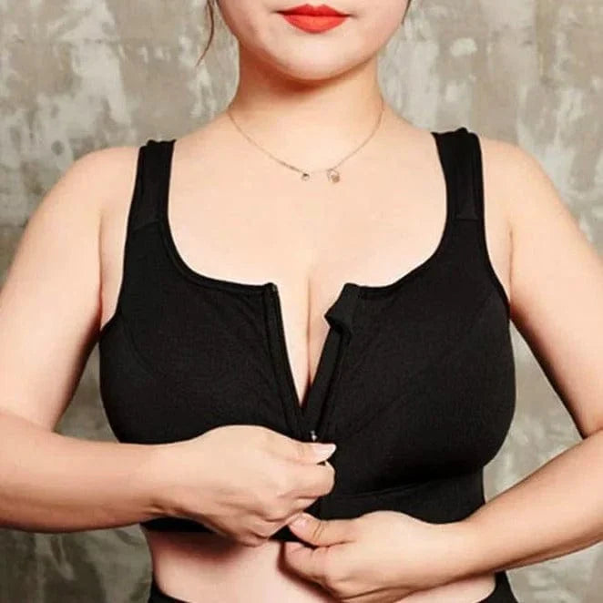 Plus Size Sports Bra with Front Zipper for Women