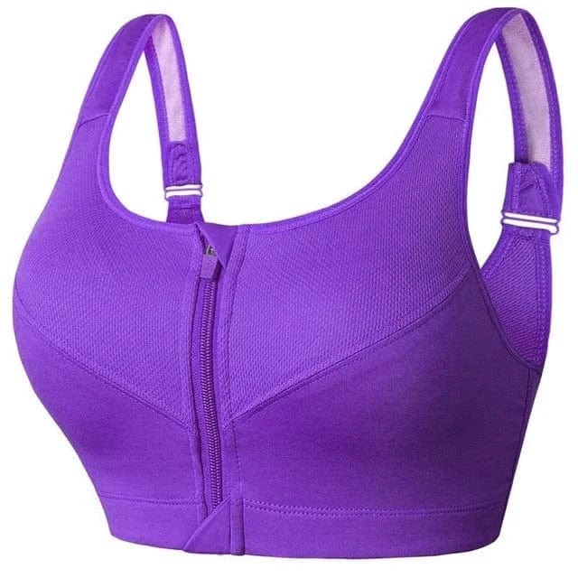 Plus Size Sports Bra with Front Zipper for Women