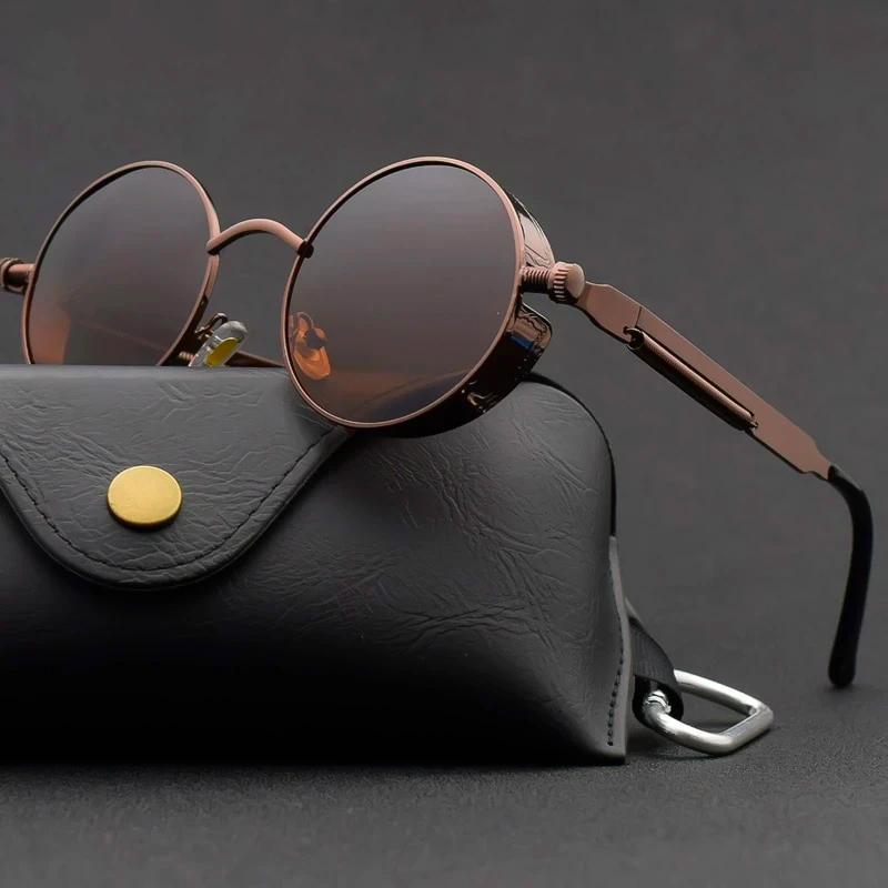 Vintage Round Steampunk Sunglasses Polarized UV400