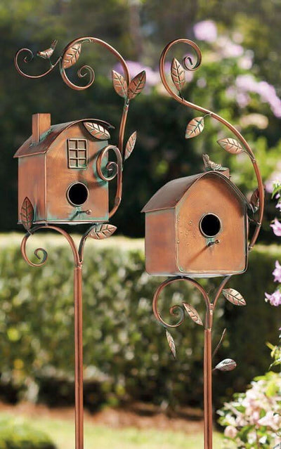 Metal Garden Birdhouse Stake Decorative Outdoor