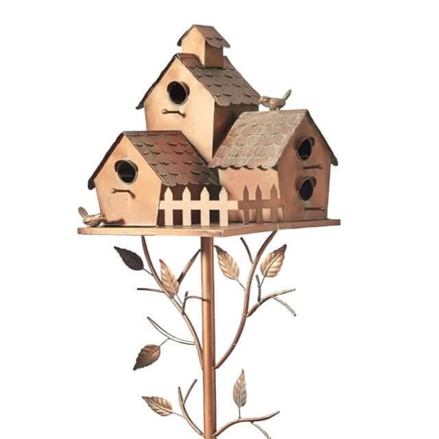 Metal Garden Birdhouse Stake Decorative Outdoor