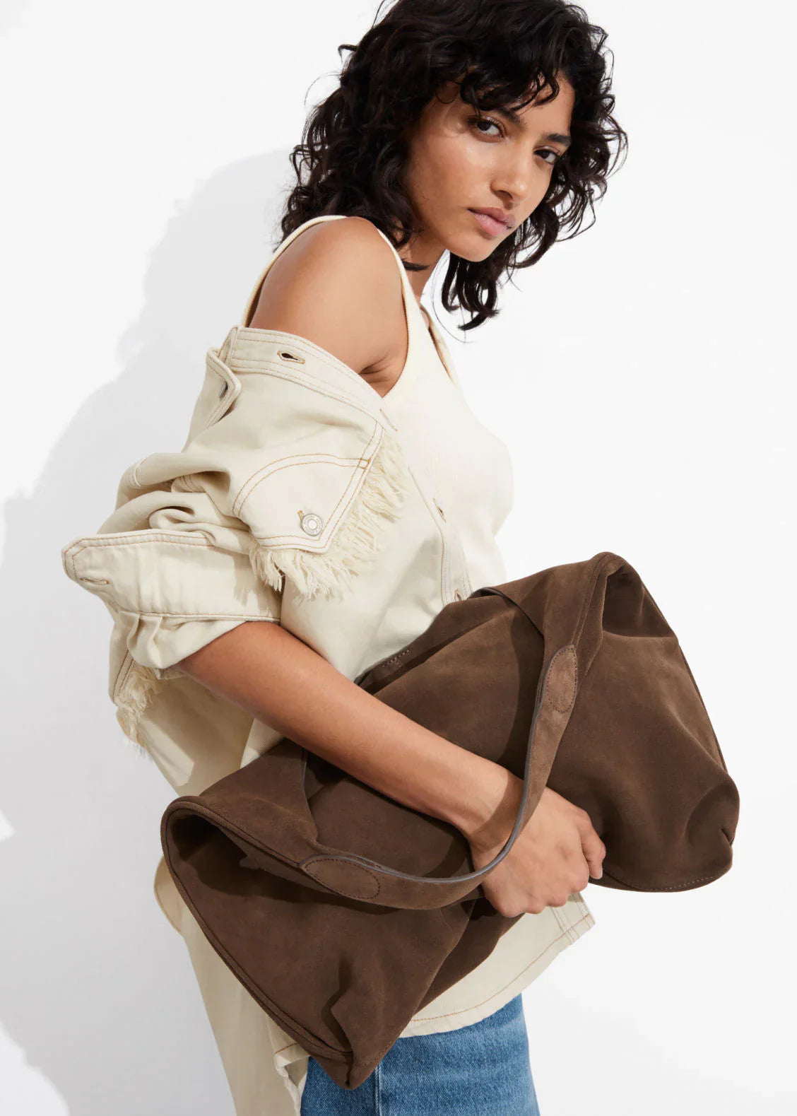 Women’s Suede Shoulder Bag with Adjustable Strap