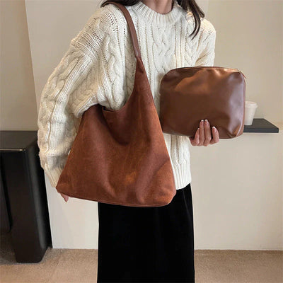Women’s Suede Shoulder Bag with Adjustable Strap