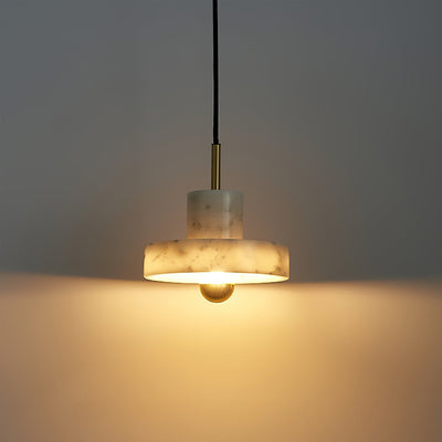 Marble Pendant Light with Brass Finish