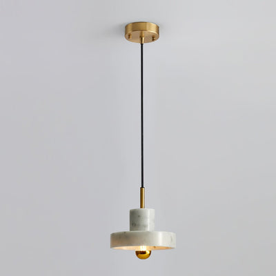 Marble Pendant Light with Brass Finish