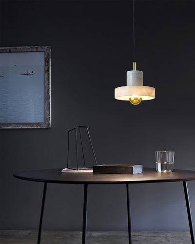 Marble Pendant Light with Brass Finish