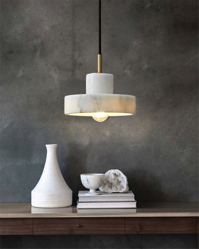 Marble Pendant Light with Brass Finish