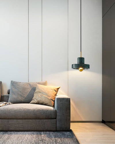 Marble Pendant Light with Brass Finish