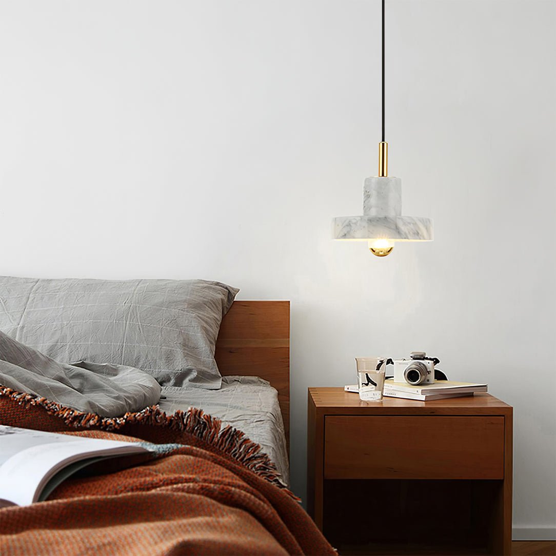 Marble Pendant Light with Brass Finish