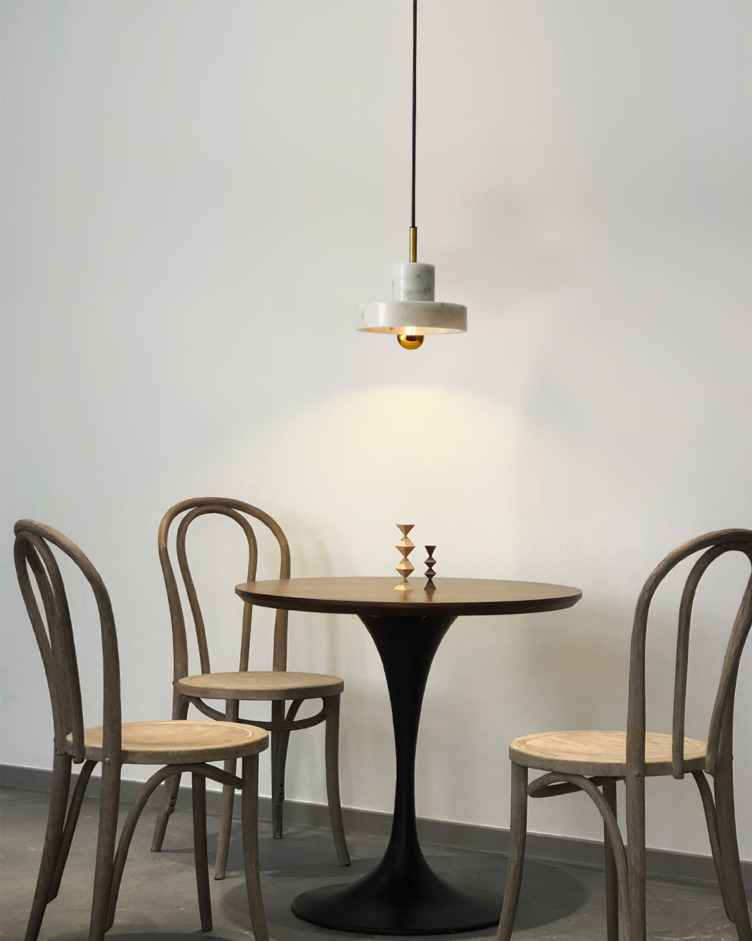Marble Pendant Light with Brass Finish