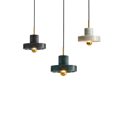 Marble Pendant Light with Brass Finish
