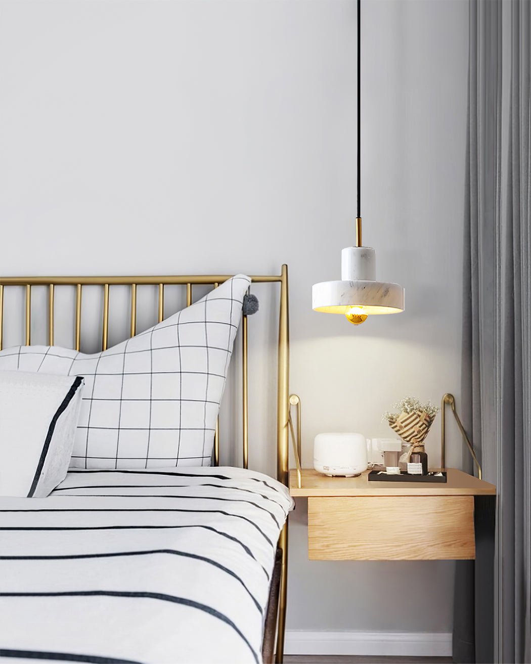 Marble Pendant Light with Brass Finish