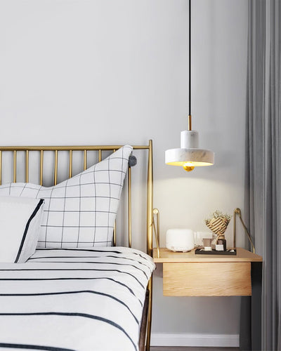 Marble Pendant Light with Brass Finish