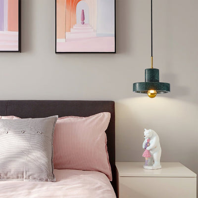 Marble Pendant Light with Brass Finish