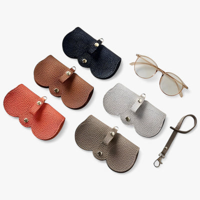 Leather Glasses Case with Snap Closure