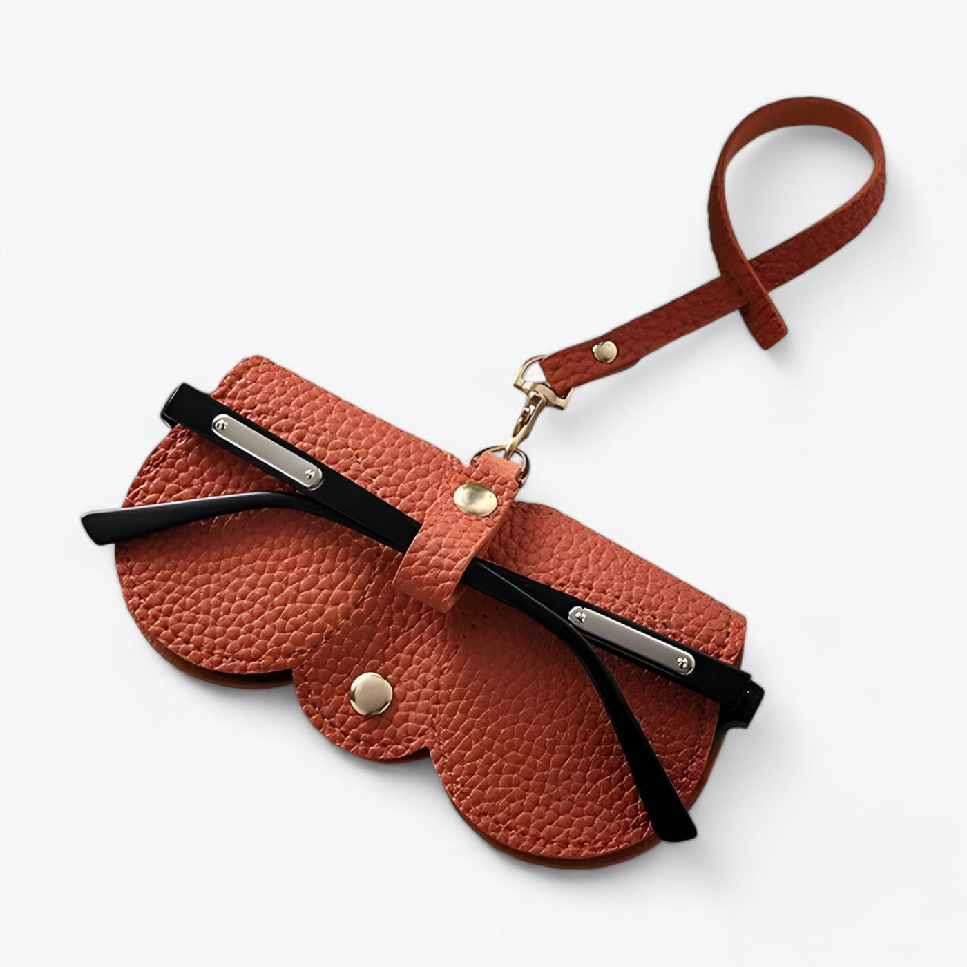 Leather Glasses Case with Snap Closure