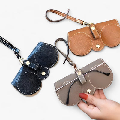Leather Glasses Case with Snap Closure
