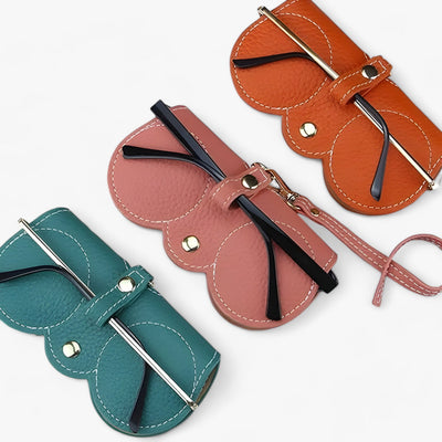 Leather Glasses Case with Snap Closure