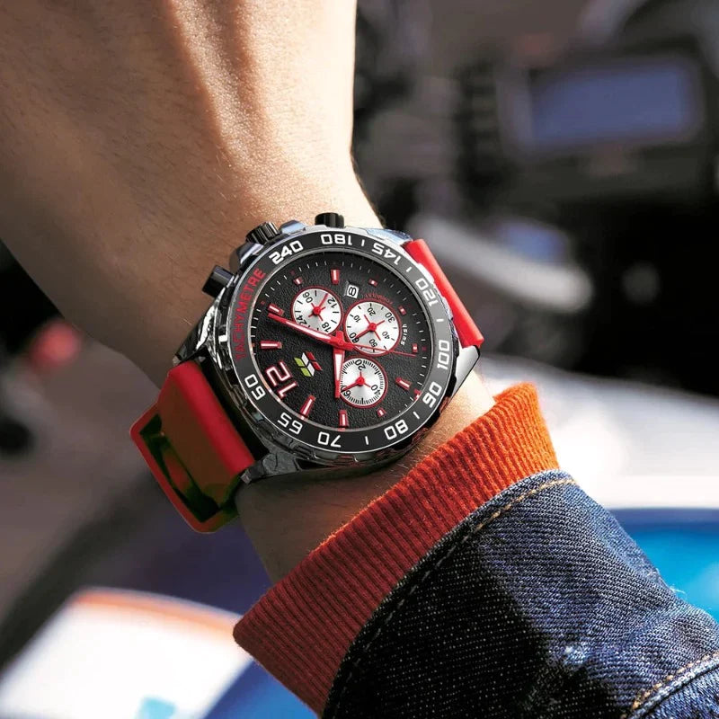 Men’s Water-Resistant Quartz Watch with Leather Strap