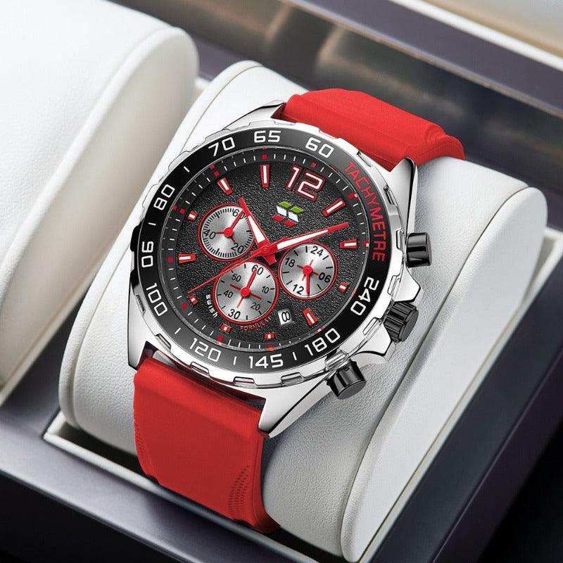 Men’s Water-Resistant Quartz Watch with Leather Strap