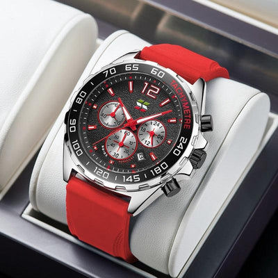 Men’s Water-Resistant Quartz Watch with Leather Strap