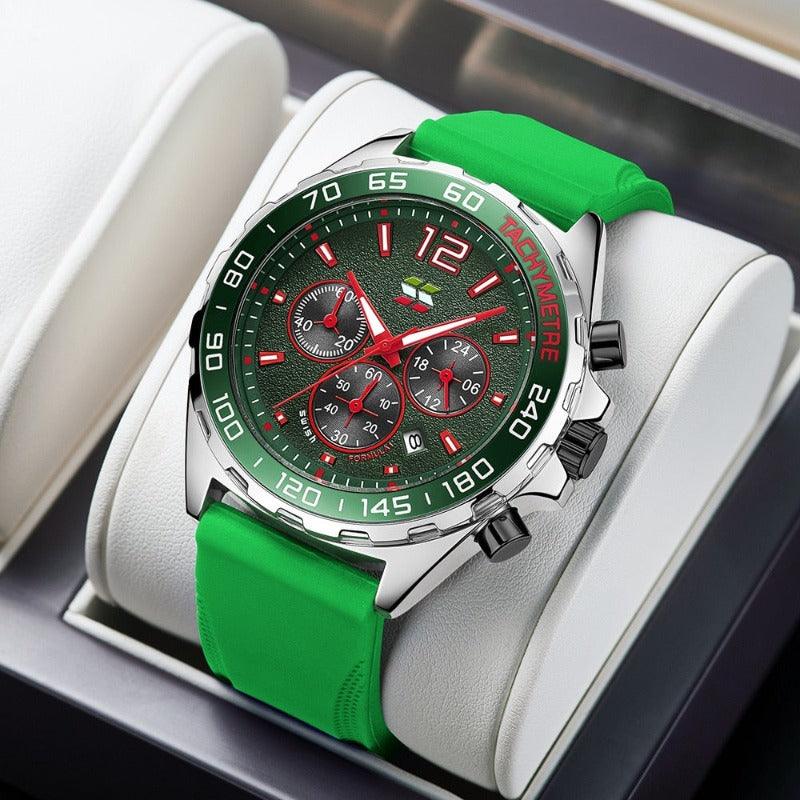 Men’s Water-Resistant Quartz Watch with Leather Strap