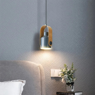 Nordic Wood & Metal Pendant Spotlight – Minimalist Hanging Light