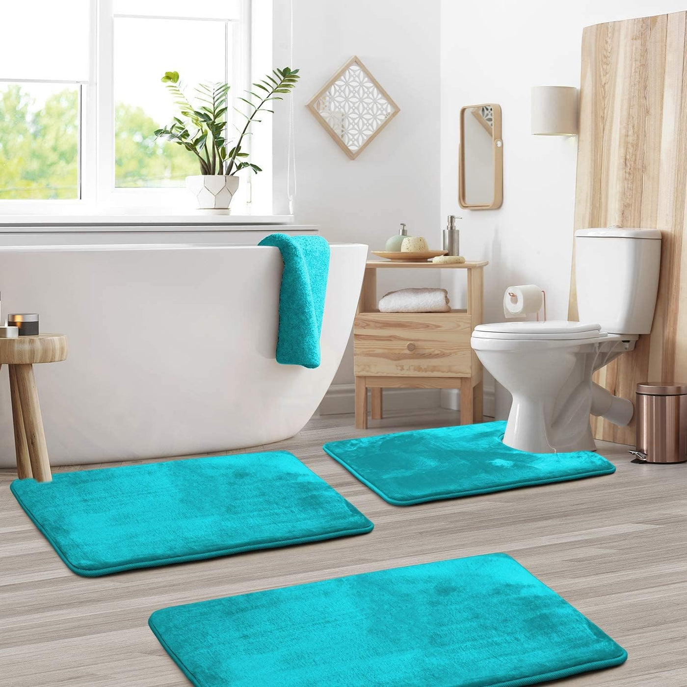 Velvet Memory Foam Bath Mat Set – Non-Slip & Quick-Dry (3 Pieces)