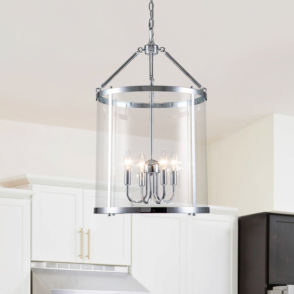 Glass Cylinder Pendant Light for Dining Room