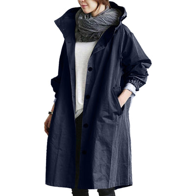 Women’s Long Waterproof Raincoat – Elise Windproof Belted Jacket