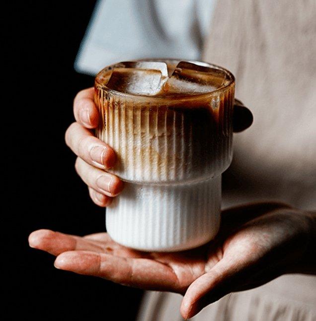 Ribbed Glass Iced Coffee & Tea Mug