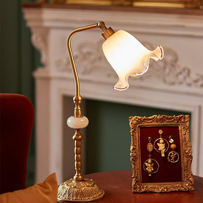 Brass Table Lamp with Glass Shade