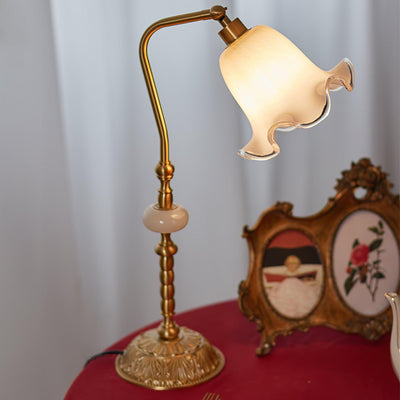 Brass Table Lamp with Glass Shade
