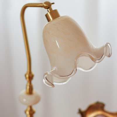 Brass Table Lamp with Glass Shade
