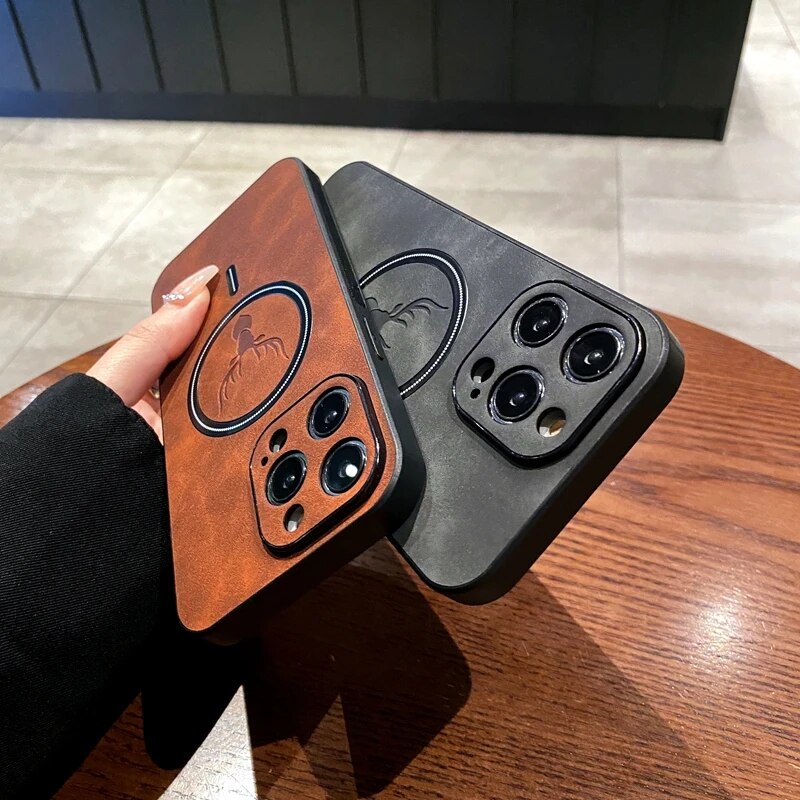 Deer Leather iPhone Case MagSafe Wireless Charging