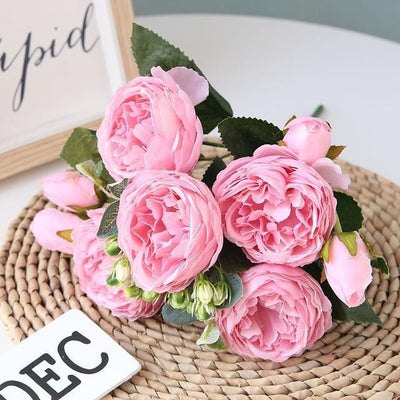 Artificial Peony Bouquet with Blossoms and Buds