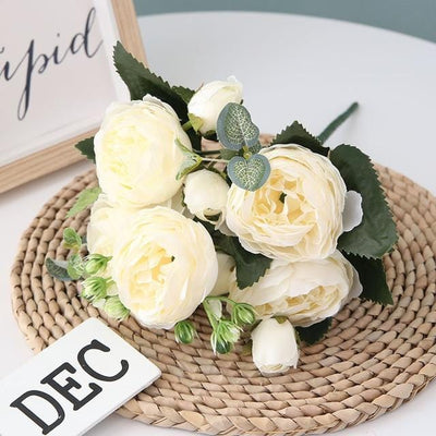 Artificial Peony Bouquet with Blossoms and Buds