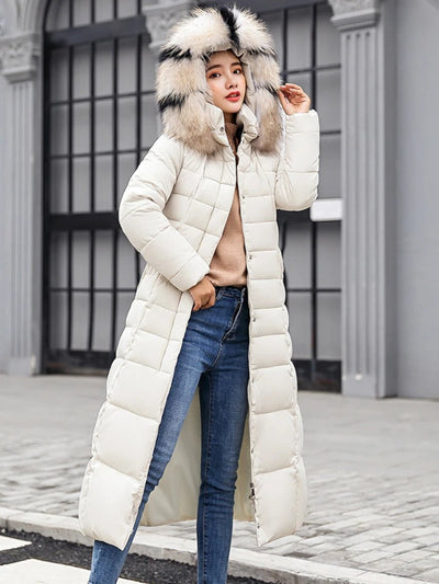 Modern Women’s Long Quilted Puffer Coat with Hood