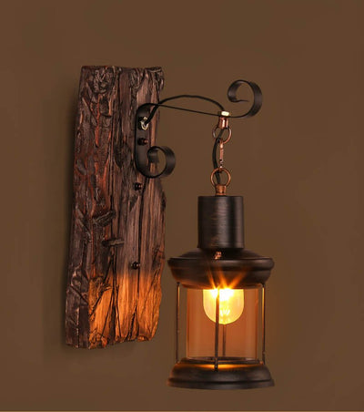 Veritas Wall Lamp – Glass Cylinder with Wooden Base & Modern LED Design