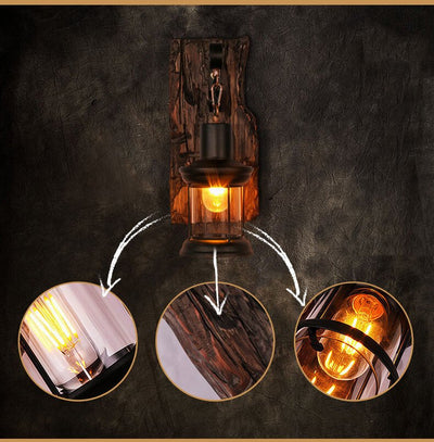 Veritas Wall Lamp – Glass Cylinder with Wooden Base & Modern LED Design