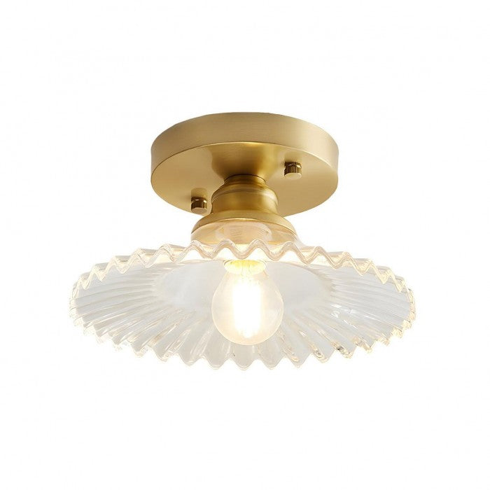 Vintage Clear Glass Ribbed Ceiling Light