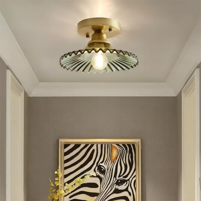 Vintage Clear Glass Ribbed Ceiling Light