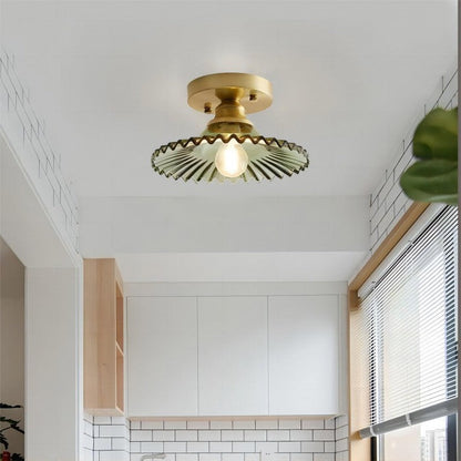 Vintage Clear Glass Ribbed Ceiling Light