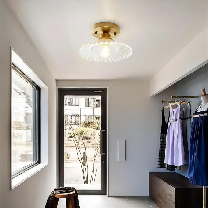 Vintage Clear Glass Ribbed Ceiling Light