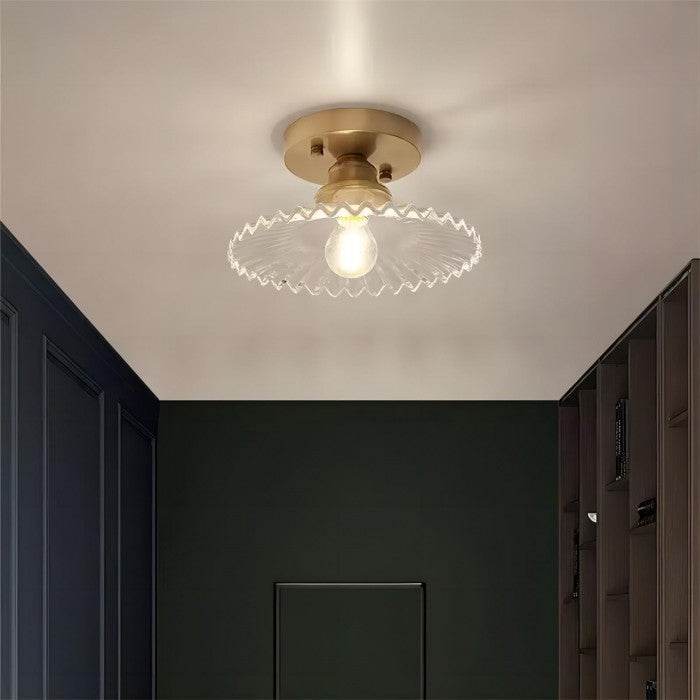 Vintage Clear Glass Ribbed Ceiling Light