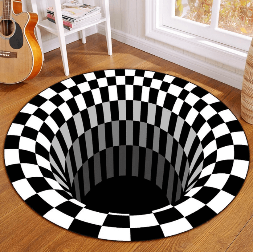 3D Illusion Vortex Rug – Round Polyester Floor Mat