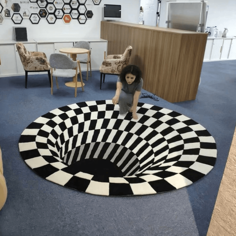 3D Illusion Vortex Rug – Round Polyester Floor Mat