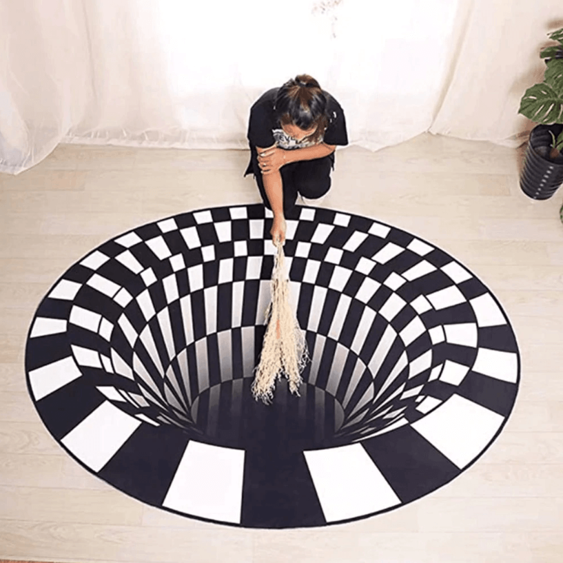 3D Illusion Vortex Rug – Round Polyester Floor Mat